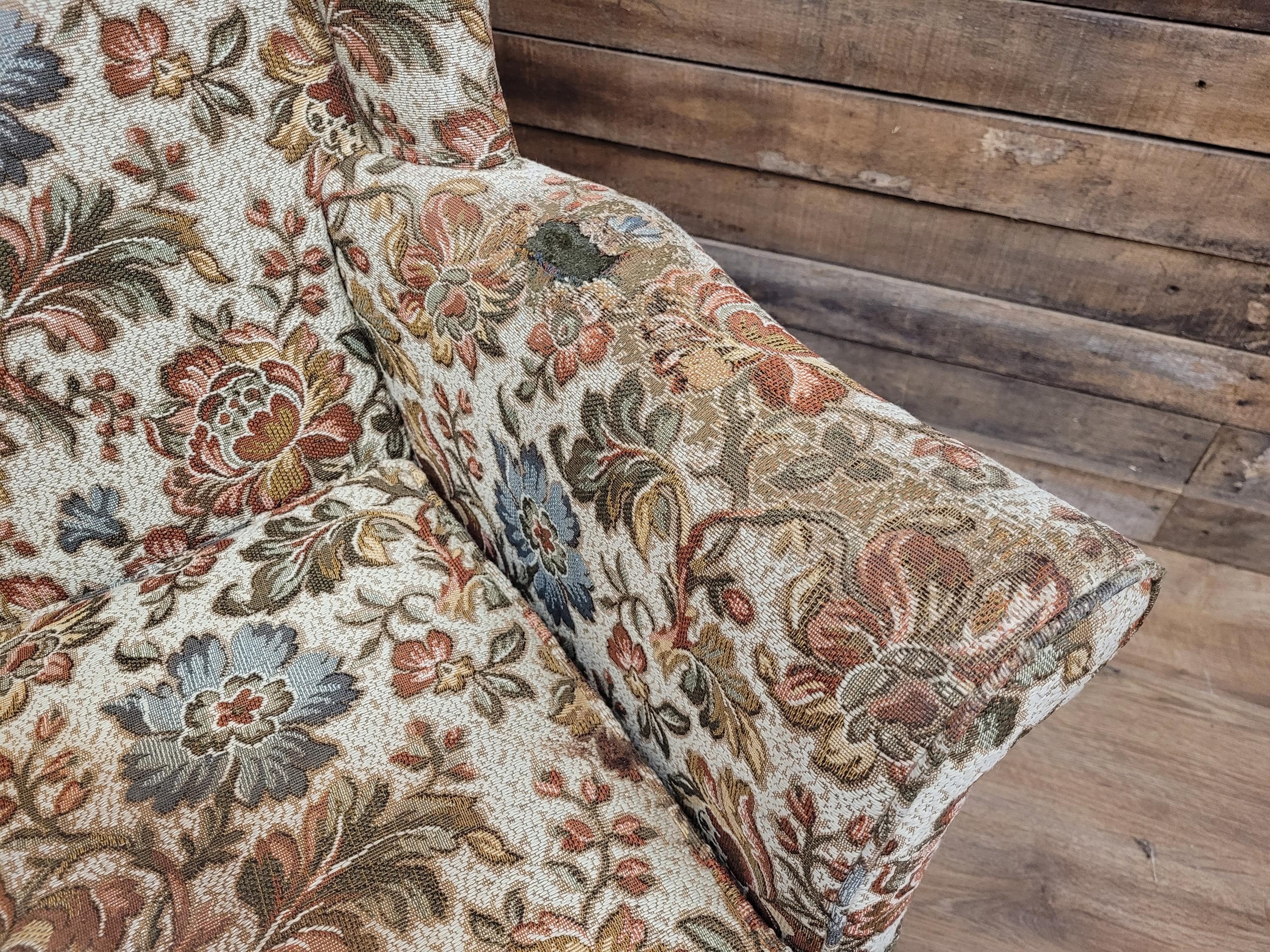 Parker Knoll Wingback Armchair Floral Upholstery Queen Anne Chair