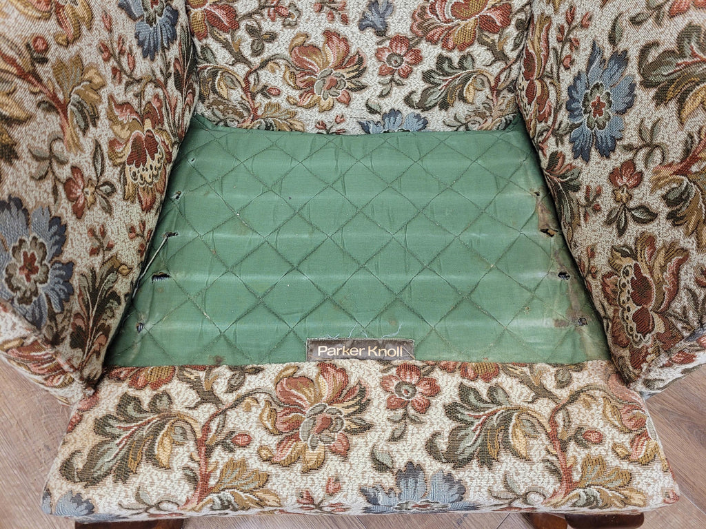 Parker Knoll Wingback Armchair Floral Upholstery Queen Anne Chair