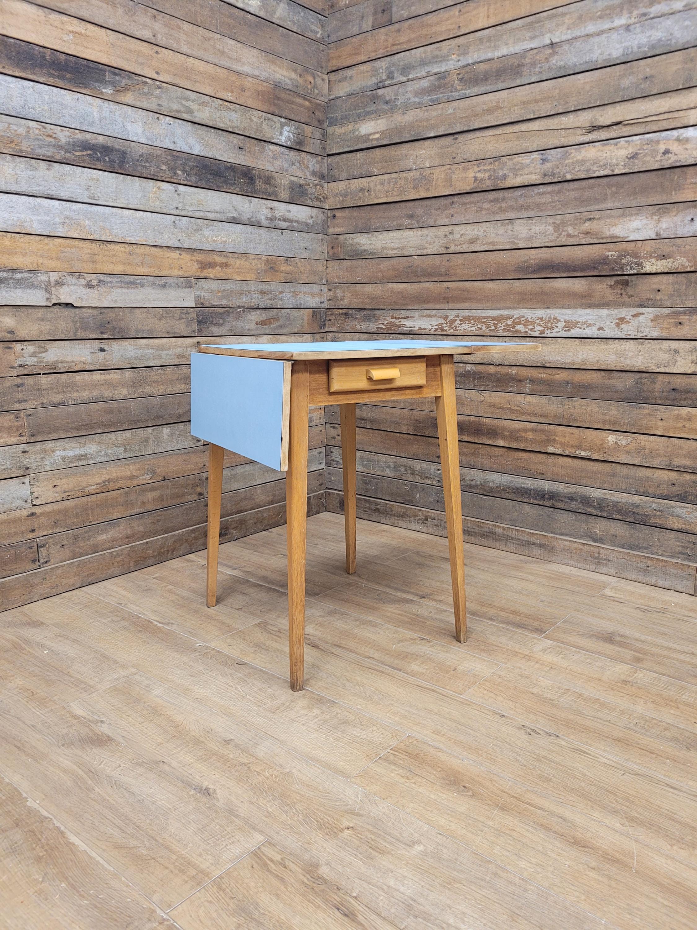 Formica Drop Leaf Table Drawer Mid Century Kitchen Table MCM