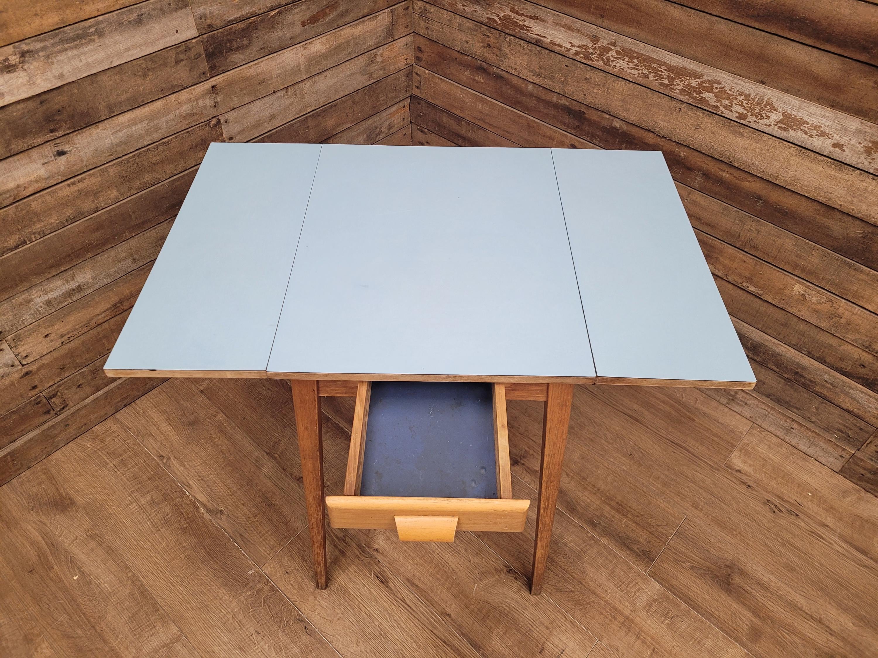 Formica Drop Leaf Table Drawer Mid Century Kitchen Table MCM