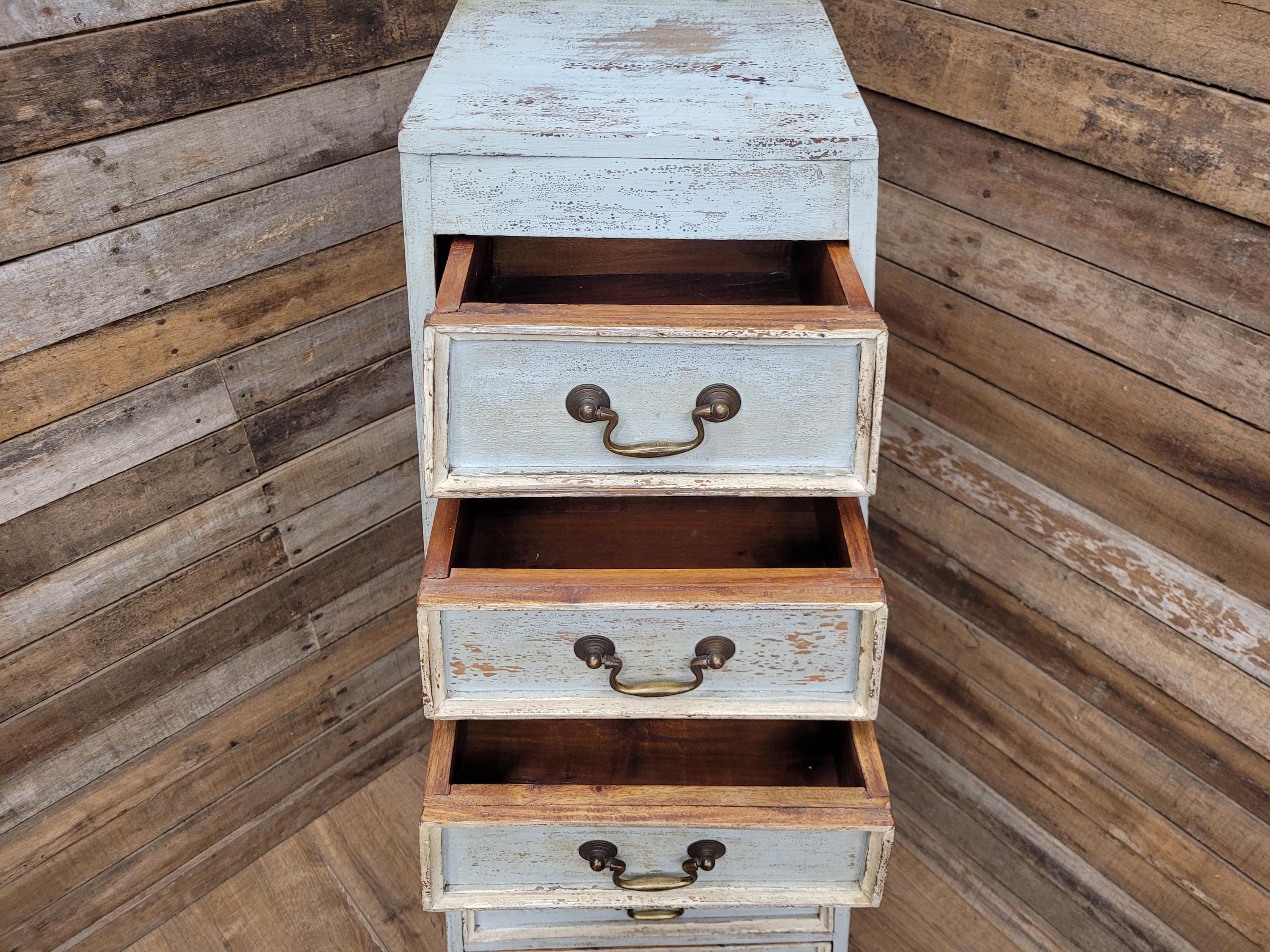 Tall Nine Drawer Painted Apothecary Style Chest Of Drawers Cabinet