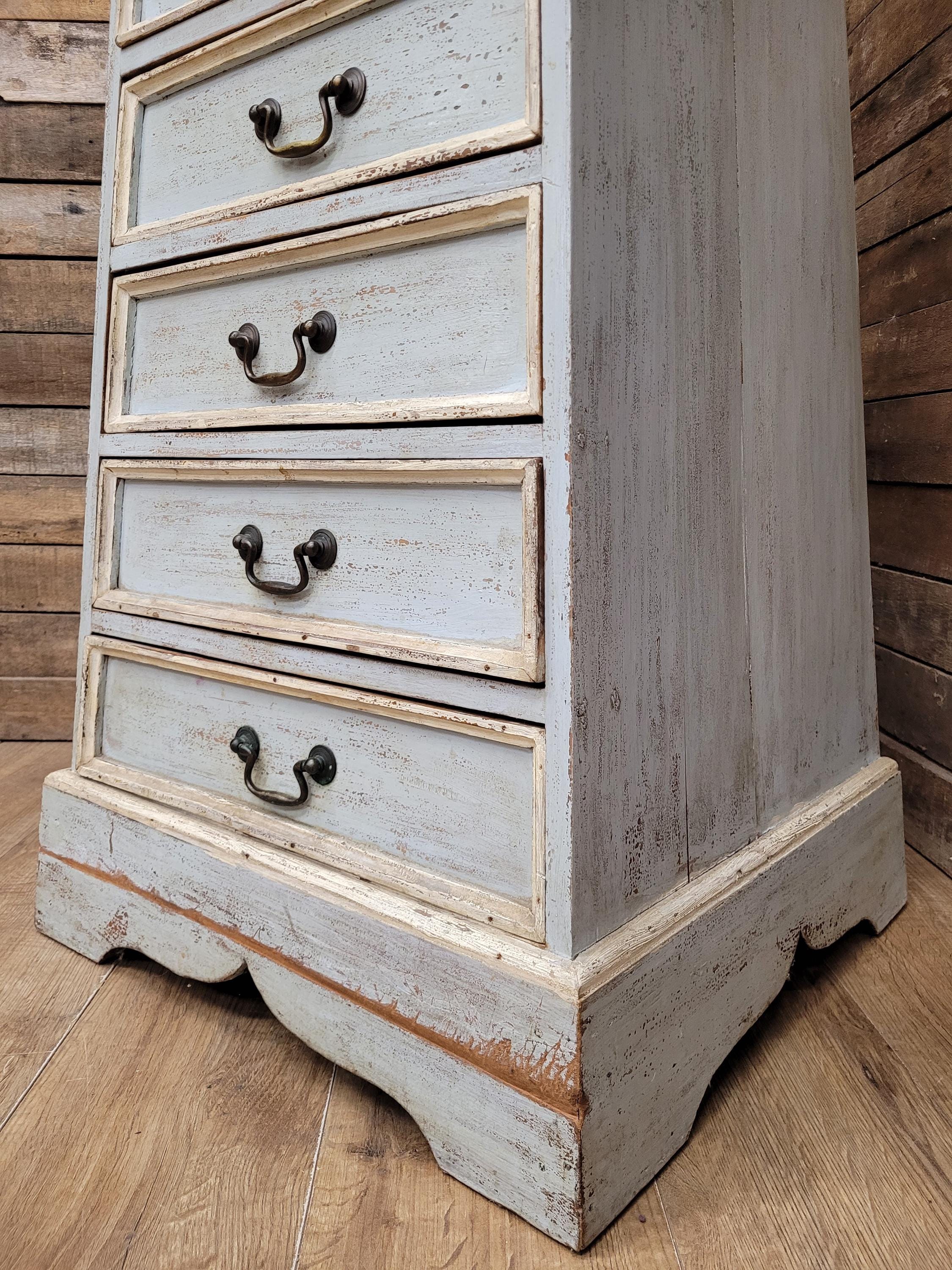 Tall Nine Drawer Painted Apothecary Style Chest Of Drawers Cabinet