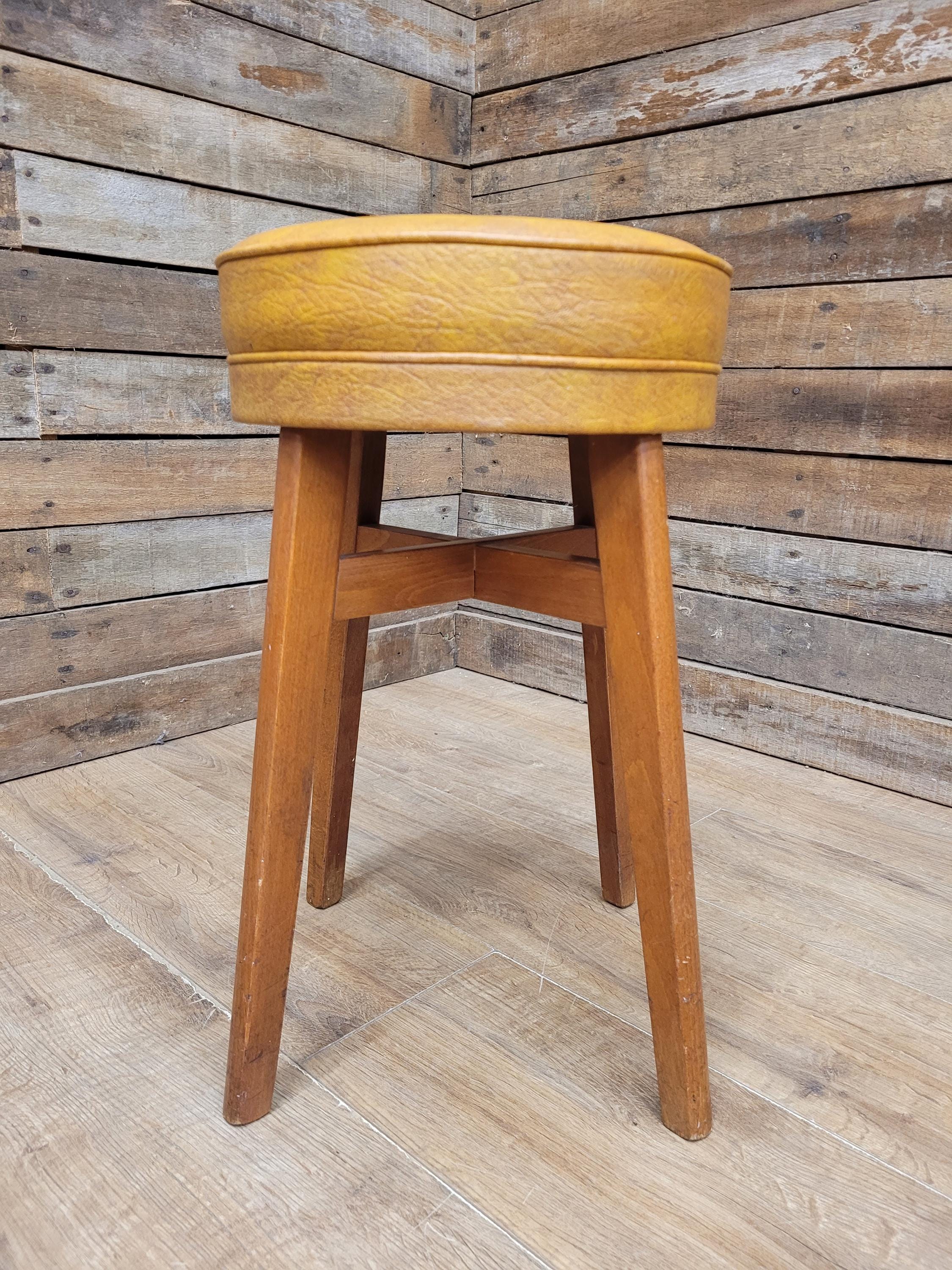 Benchairs Bar Stool Vintage Tan Leatherette Upholstered Seat