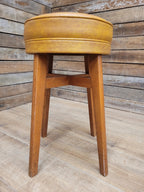 Benchairs Bar Stool Vintage Tan Leatherette Upholstered Seat