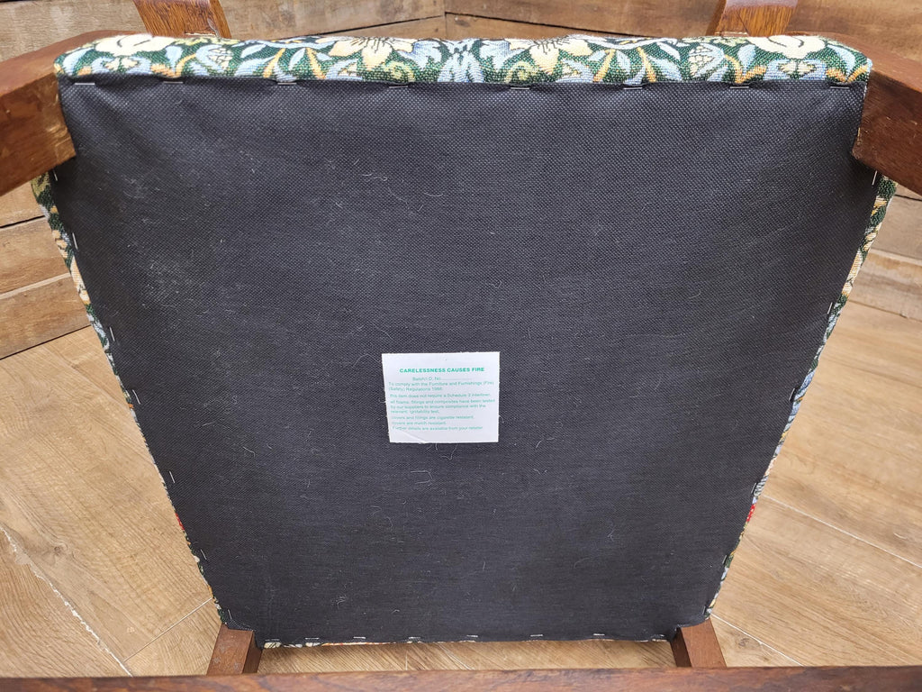 Oak Armchair Arts And Crafts William Morris Strawberry Thief Upholstered