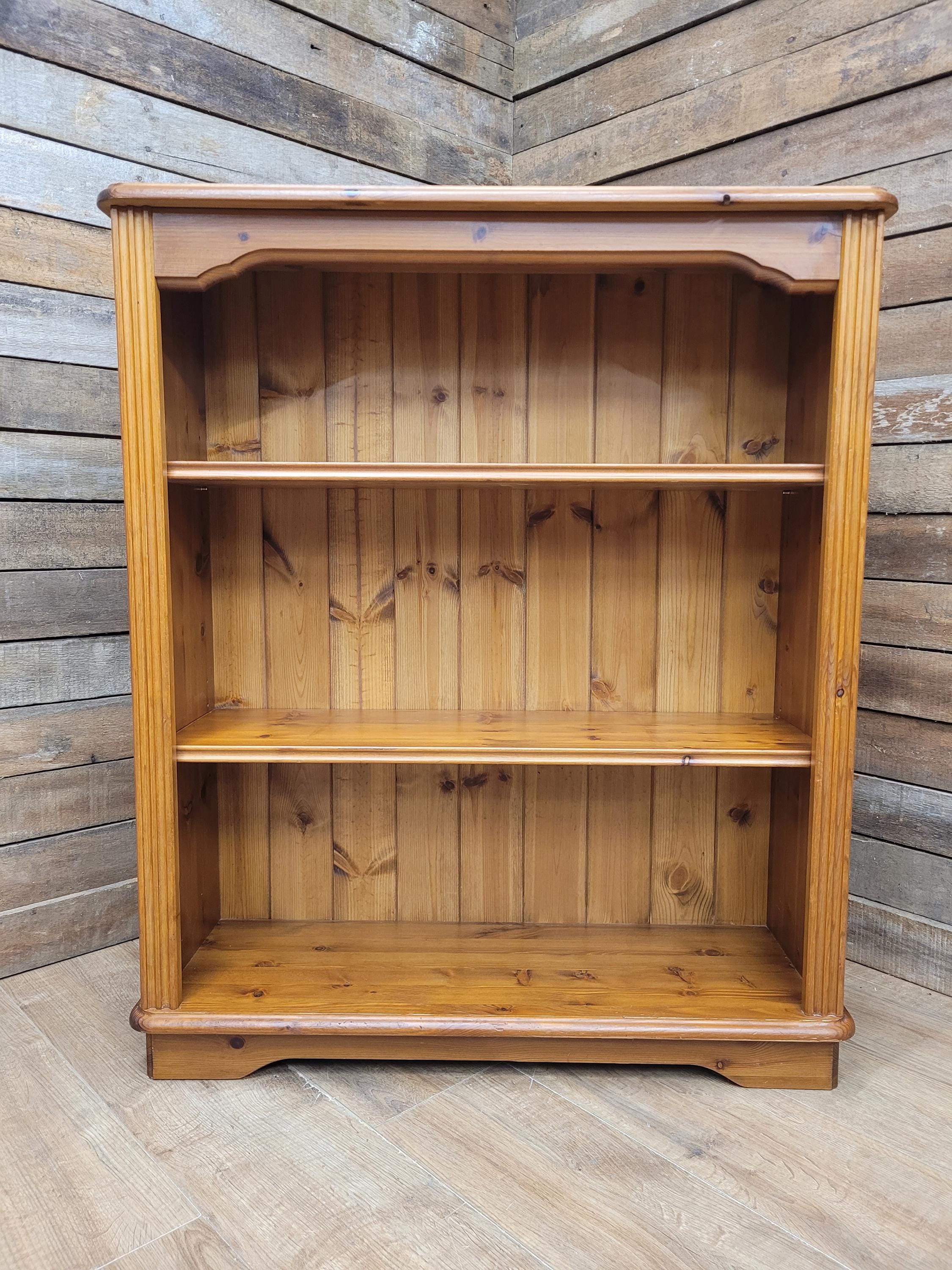 Pine Bookcase Adjustable Shelves Country Style Open Display Cabinet