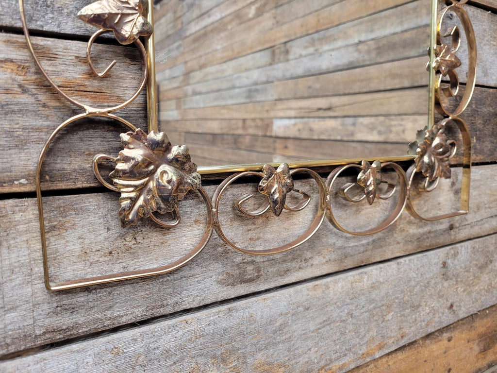 Metal Wall Mirror Vintage Arched Scrollwork Leaf Decorative