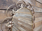 Metal Wall Mirror Vintage Arched Scrollwork Leaf Decorative