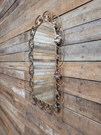 Metal Wall Mirror Vintage Arched Scrollwork Leaf Decorative