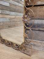 Metal Wall Mirror Vintage Arched Scrollwork Leaf Decorative