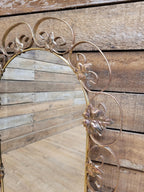 Metal Wall Mirror Vintage Arched Scrollwork Leaf Decorative