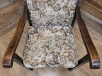Oak Armchair Arts And Crafts Tapestry Upholstered Hall Chair