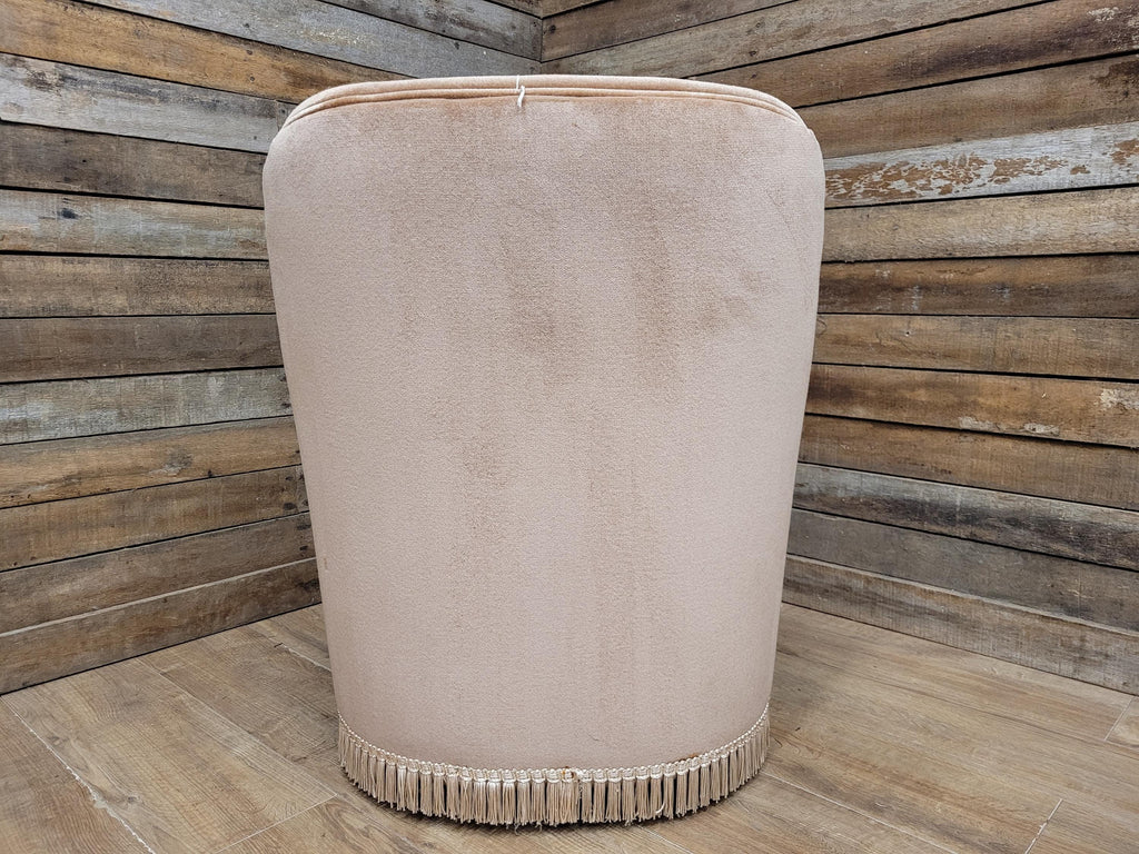 Richard Henry Tub Chair Velour Upholstered Fringe Armchair