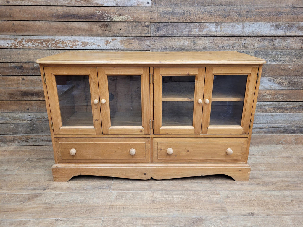 Pine Glazed Sideboard Cupboard Rustic Two Drawer Storage Cabinet