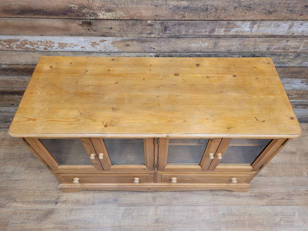 Pine Glazed Sideboard Cupboard Rustic Two Drawer Storage Cabinet