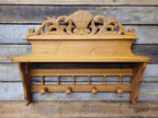 Pine Wall Shelf Carved Decorative Coat Rack With Four Peg Hooks