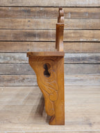 Pine Wall Shelf Carved Decorative Coat Rack With Four Peg Hooks