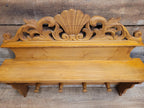 Pine Wall Shelf Carved Decorative Coat Rack With Four Peg Hooks