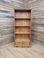 Pine Bookcase Country Style Four Tier With Drawer Three Fixed Shelves
