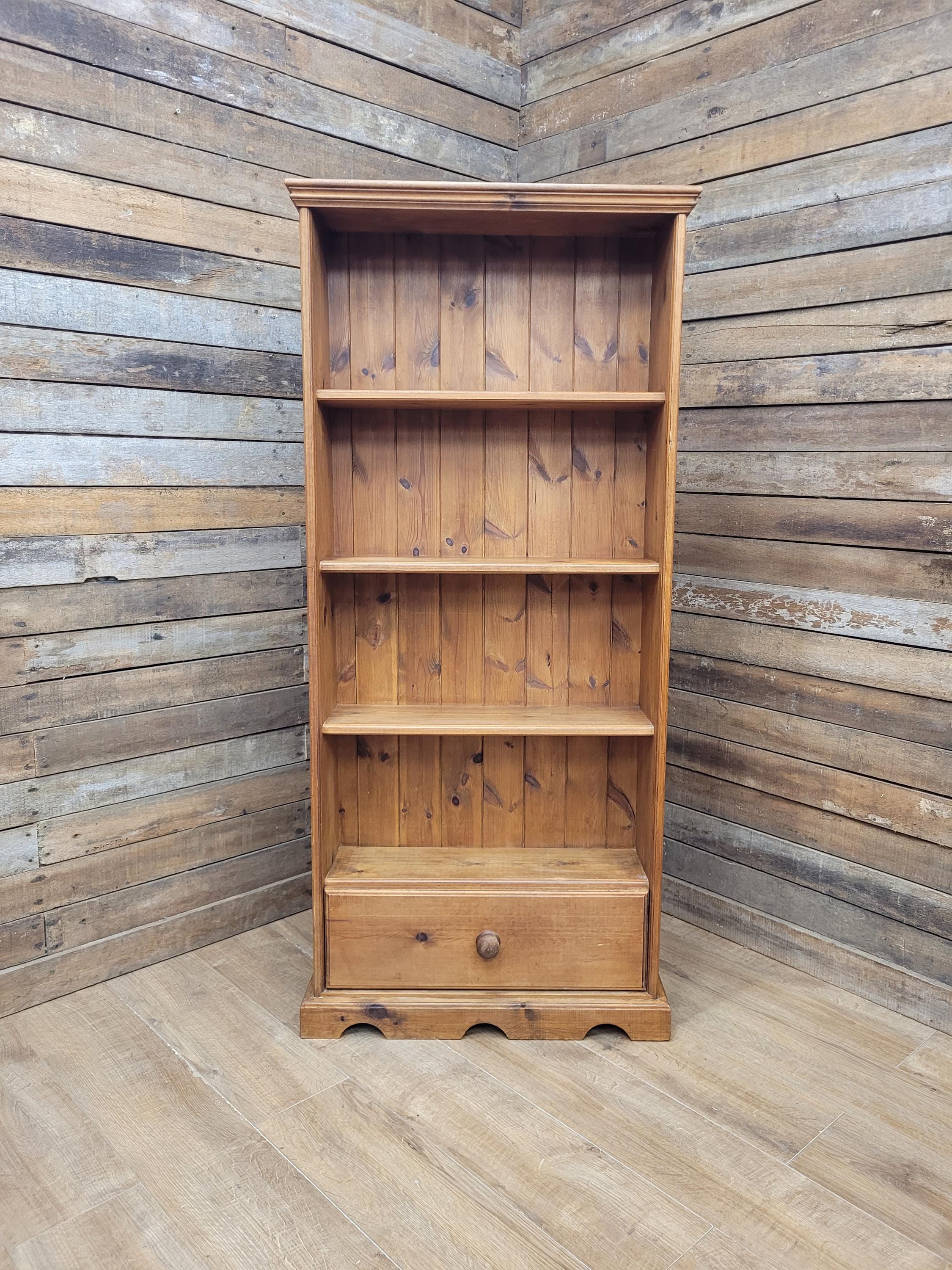Pine Bookcase Country Style Four Tier With Drawer Three Fixed Shelves