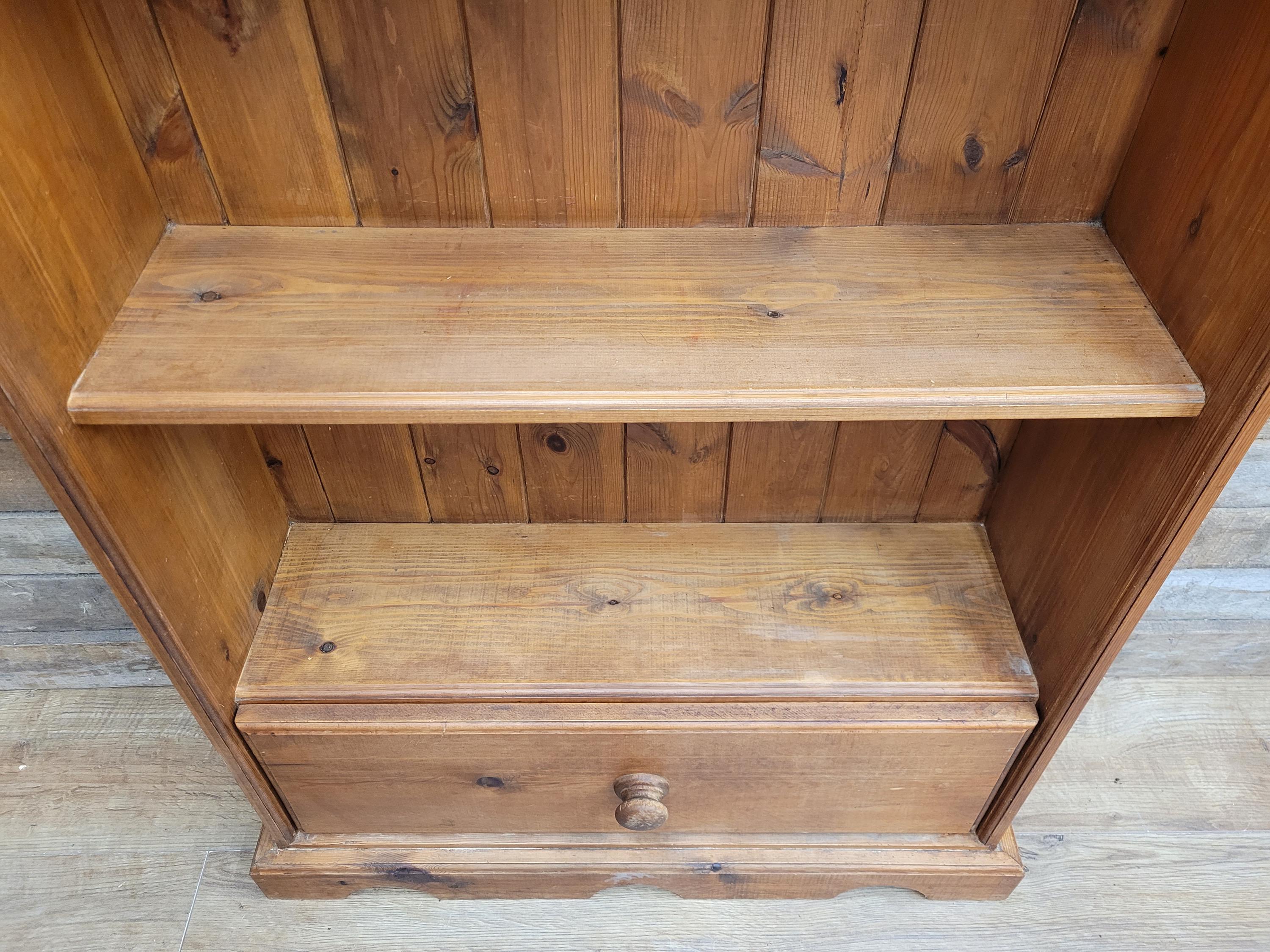 Pine Bookcase Country Style Four Tier With Drawer Three Fixed Shelves