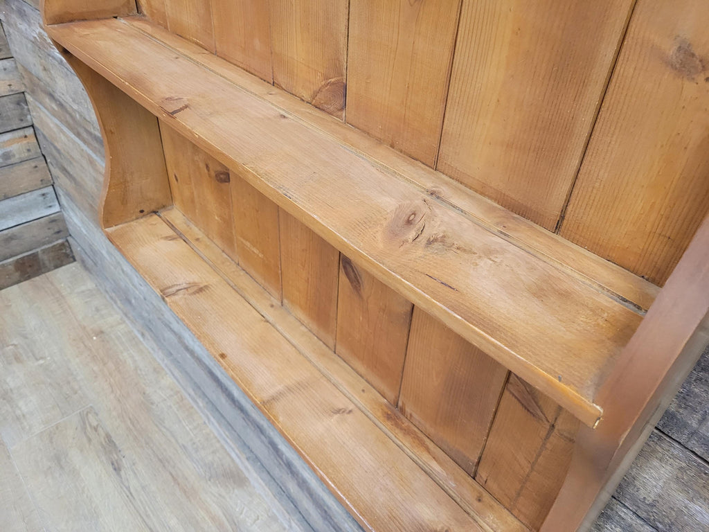 Pine Wall Shelf Country Style Carved Two Tier Display Plate Rack