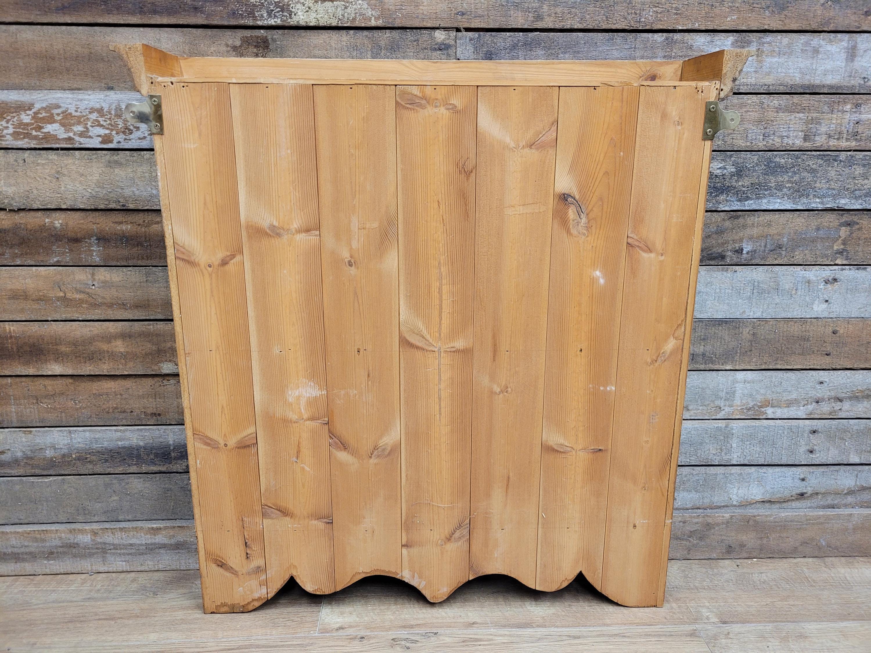 Pine Wall Shelf Country Style Carved Two Tier Display Plate Rack
