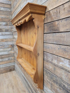 Pine Wall Shelf Country Style Carved Two Tier Display Plate Rack