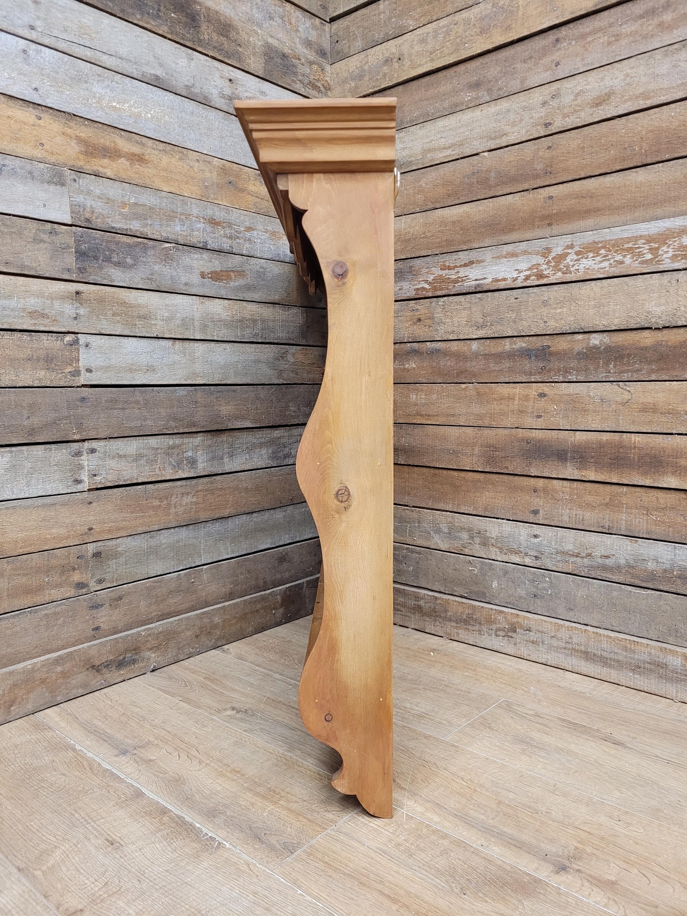Pine Wall Shelf Country Style Carved Two Tier Display Plate Rack