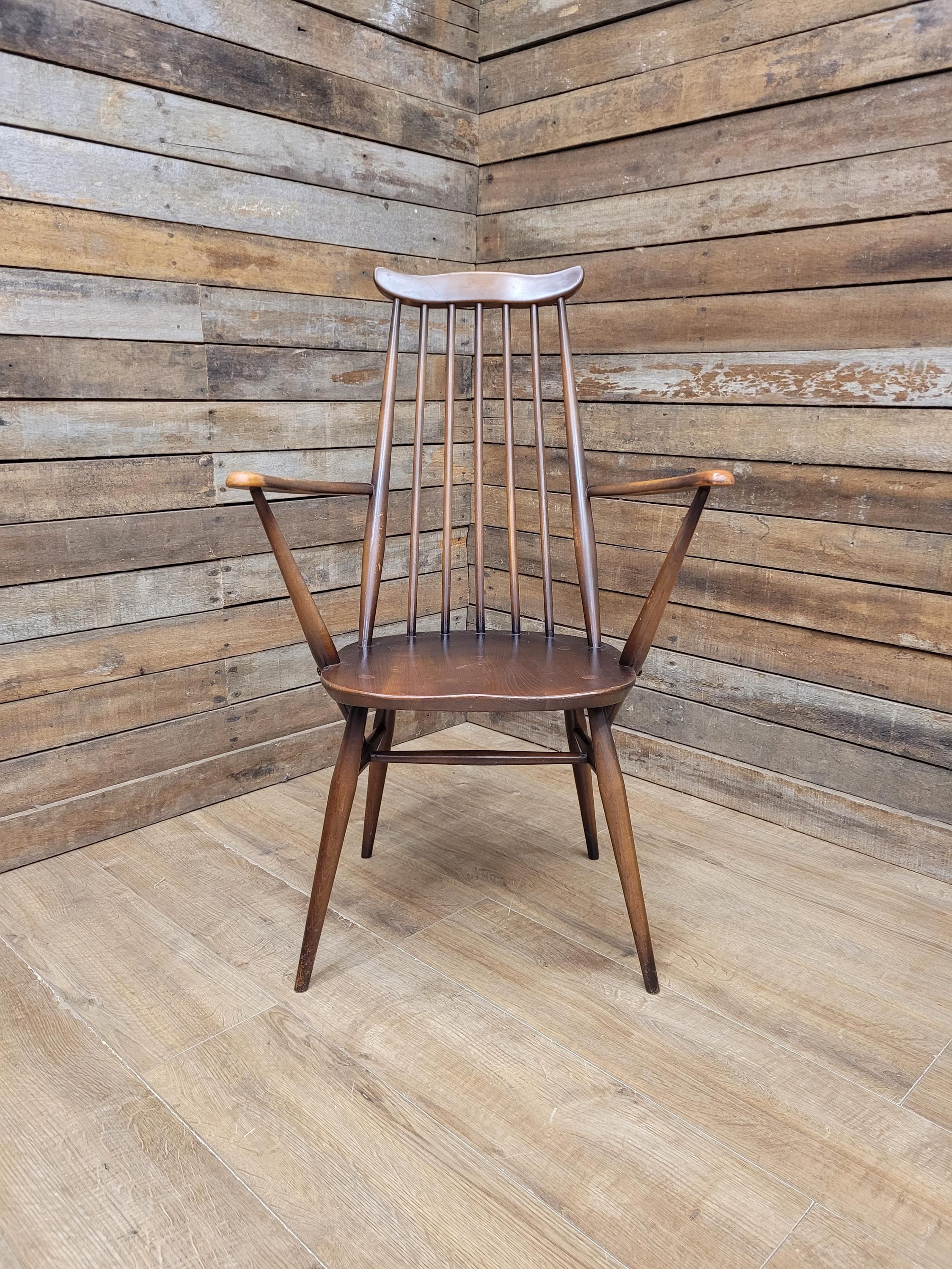 Ercol Goldsmith Elm Windsor Armchair Carver Mid Century Modern