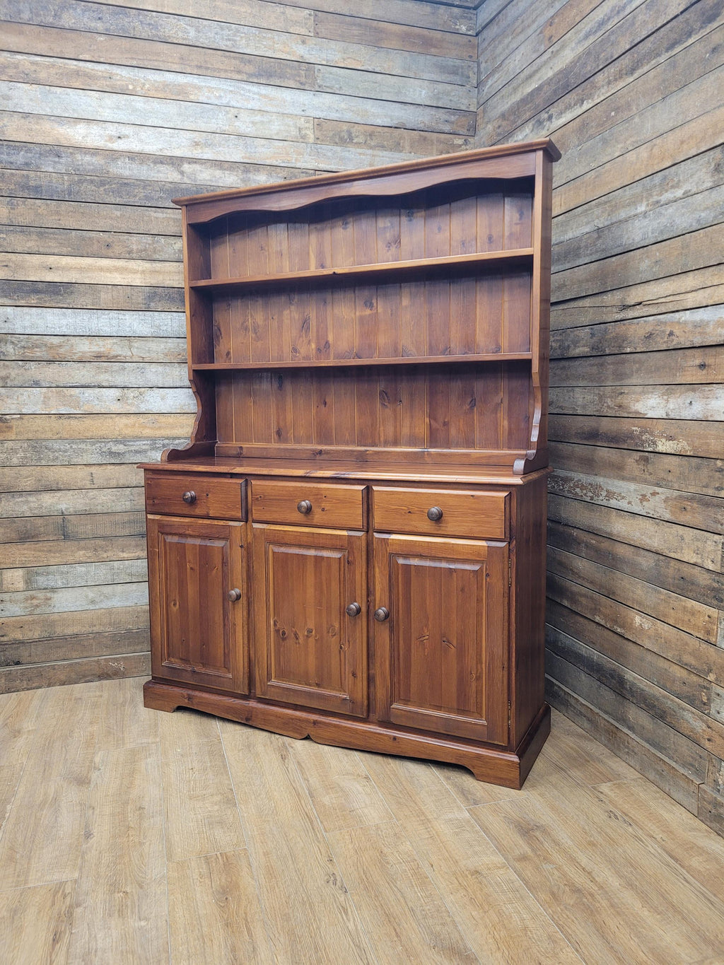 Pine Dresser Country Style Three Door Three Drawer Kitchen Cabinet