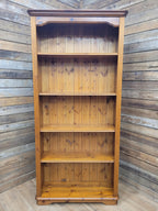 Pine Bookcase Country Style Open Adjustable Shelves Display Cabinet