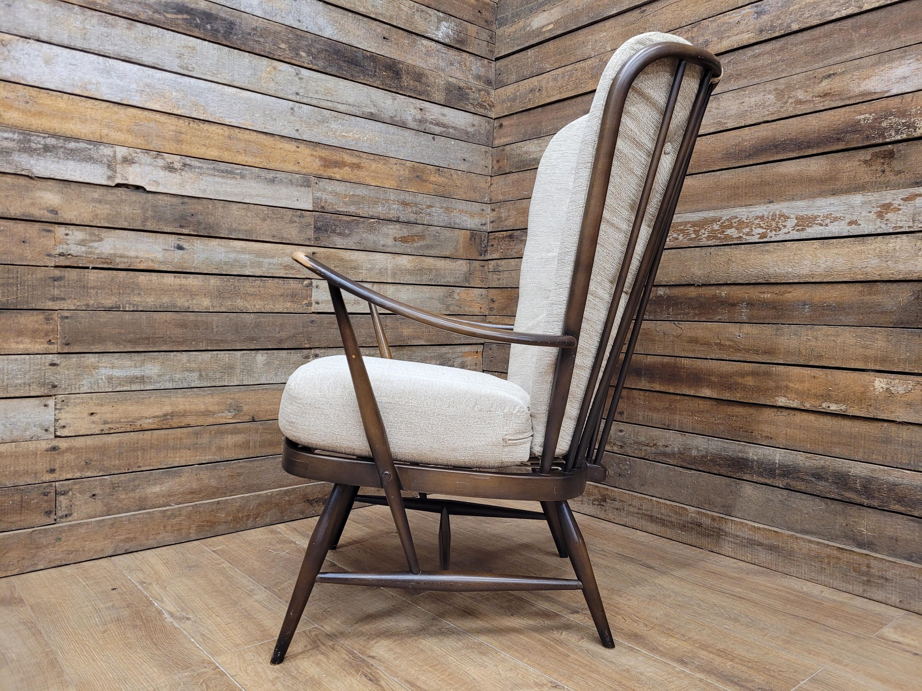 Ercol Model 478 High Back Armchair Windsor Grandfather Chair