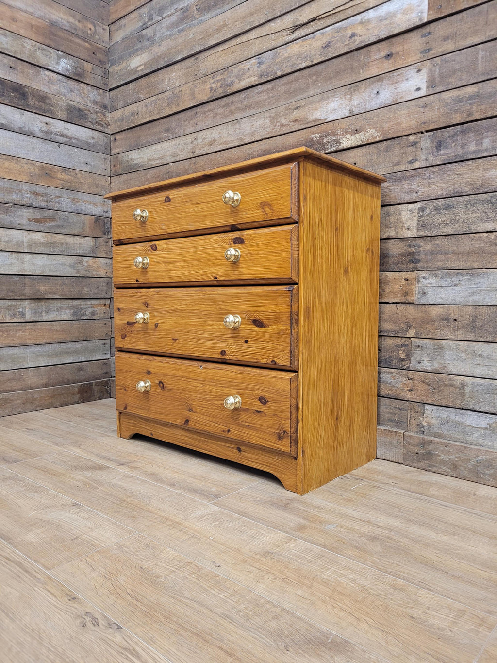 Painted Pine Effect Chest Of Drawers Country Style Four Drawer Storage