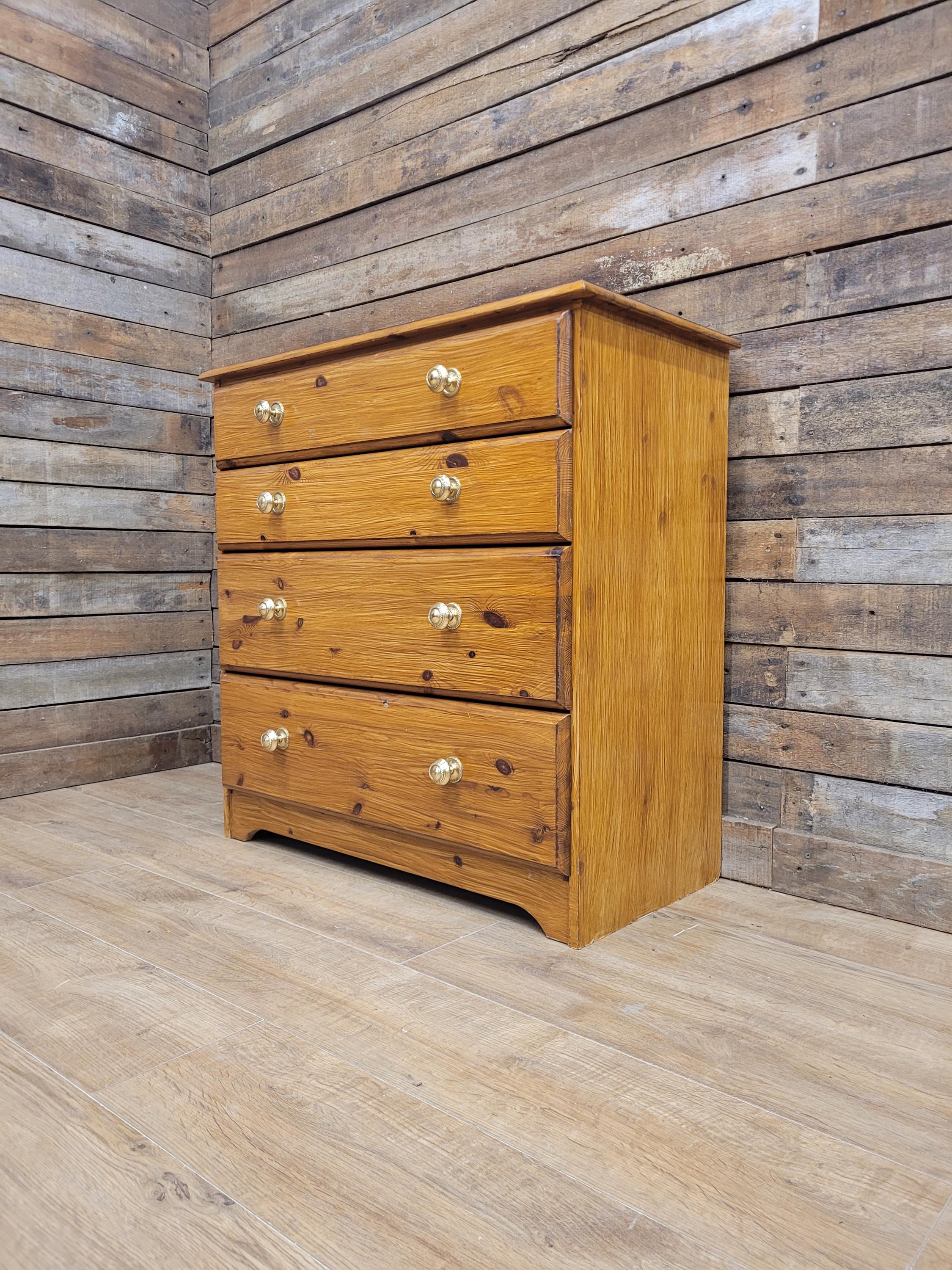 Painted Pine Effect Chest Of Drawers Country Style Four Drawer Storage