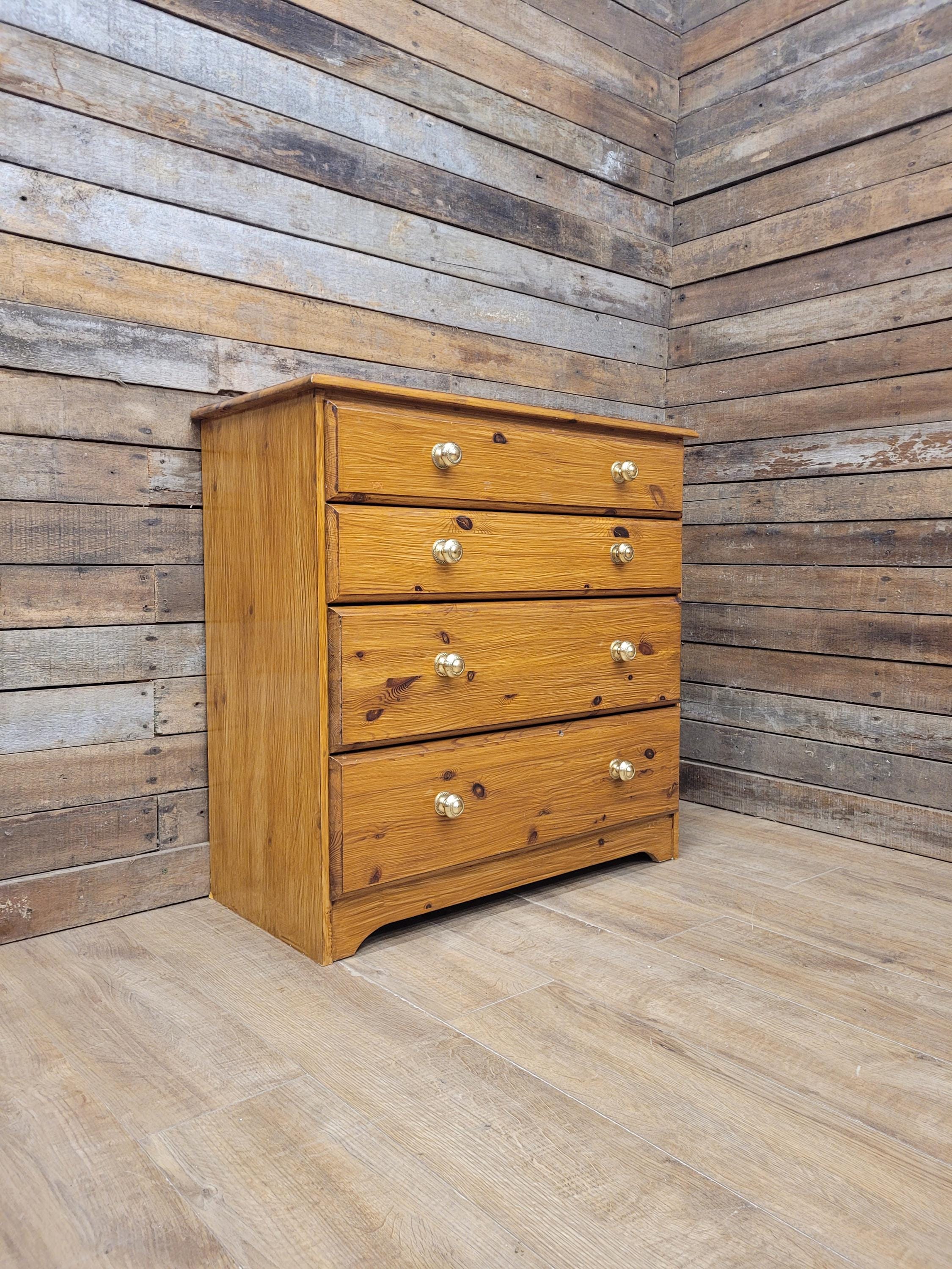 Painted Pine Effect Chest Of Drawers Country Style Four Drawer Storage