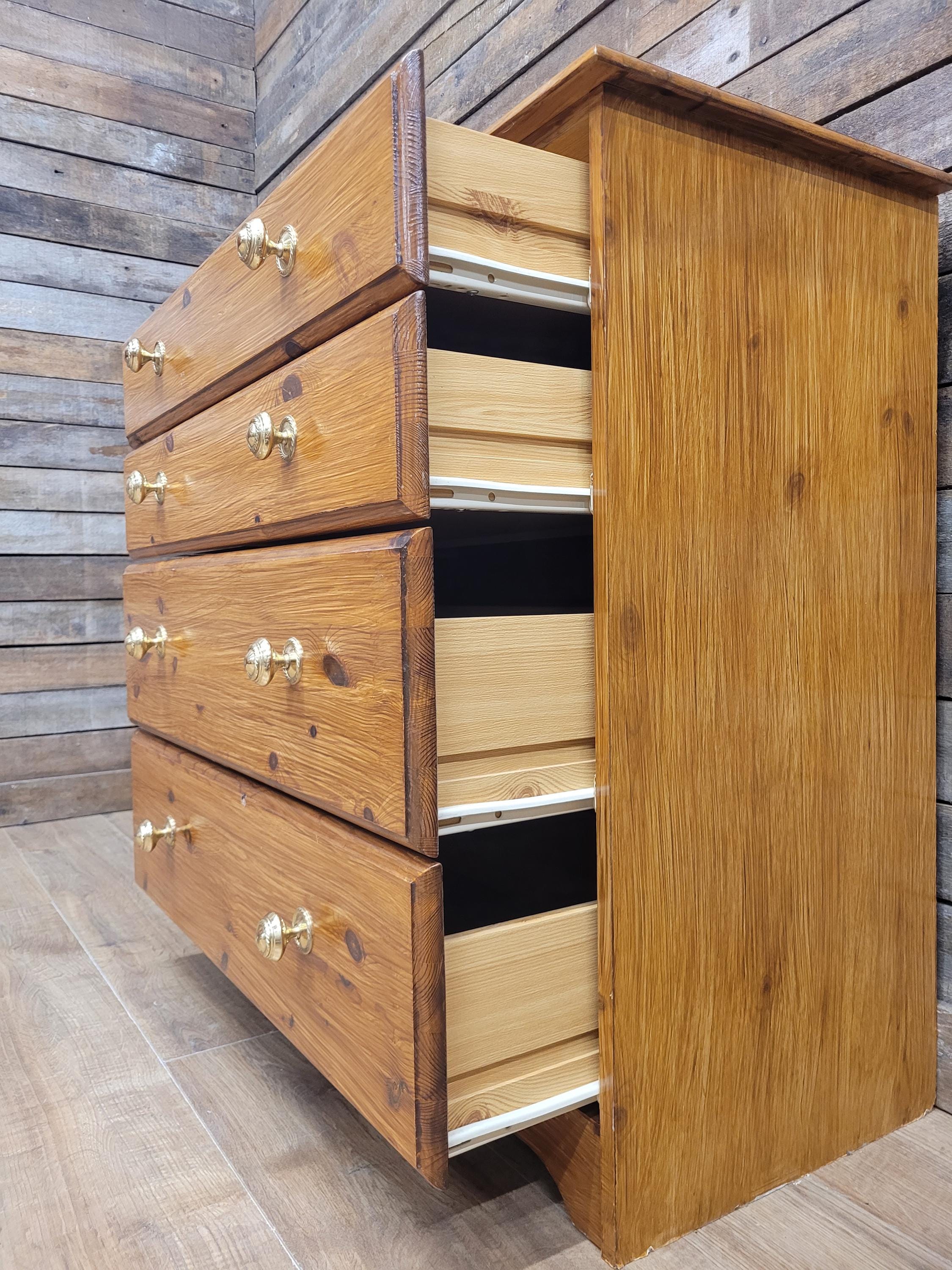 Painted Pine Effect Chest Of Drawers Country Style Four Drawer Storage