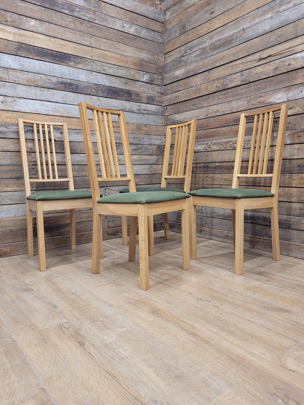 Ikea Borje Oak Dining Chairs Upholstered Seat Set Of Four