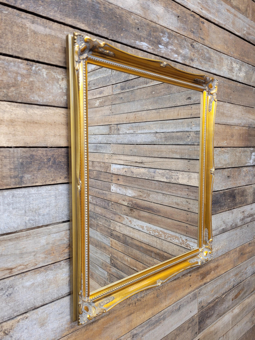 Ornate Wall Mirror Gilt Gold Rococo Style Floral Beaded Frame