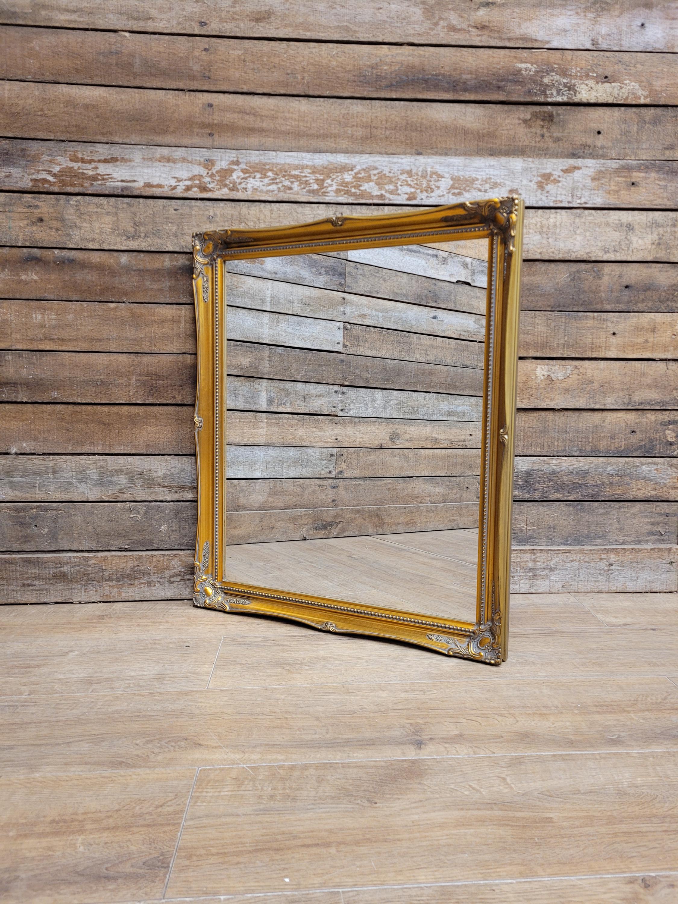 Ornate Wall Mirror Gilt Gold Rococo Style Floral Beaded Frame