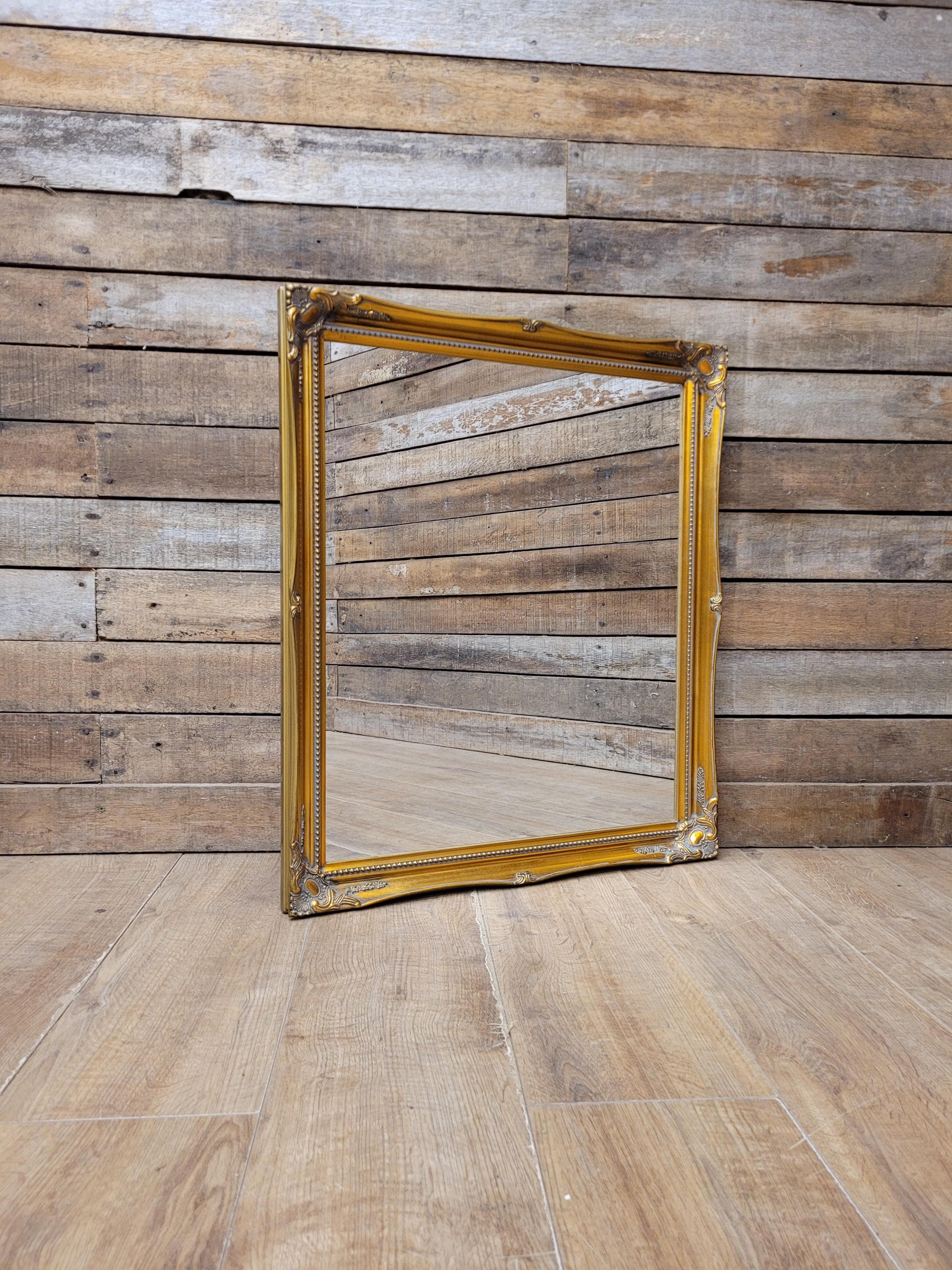 Ornate Wall Mirror Gilt Gold Rococo Style Floral Beaded Frame