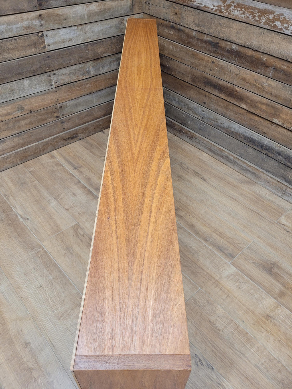 Vintage Teak Bookcase Mid Century Geometric Open Shelving