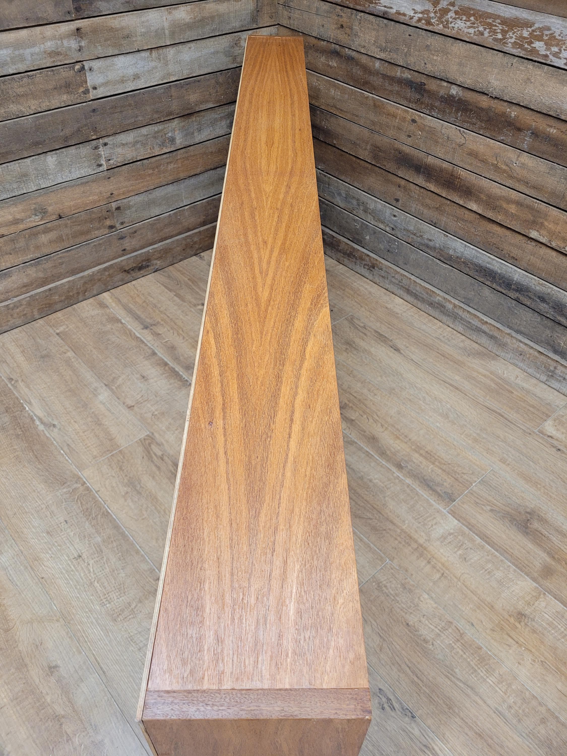 Vintage Teak Bookcase Mid Century Geometric Open Shelving