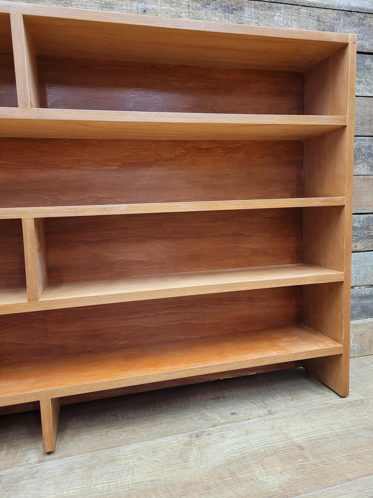 Vintage Teak Bookcase Mid Century Geometric Open Shelving
