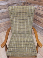 Mid Century His And Hers Armchairs Green Wool Wingback Lounge Chairs