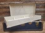 Vintage Navy Blue Steamer Trunk Brass Bound Travel Chest