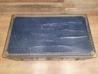 Vintage Navy Blue Steamer Trunk Brass Bound Travel Chest