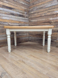 Painted Pine Farmhouse Dining Table Waxed Top Turned Removable Legs