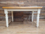 Painted Pine Farmhouse Dining Table Waxed Top Turned Removable Legs