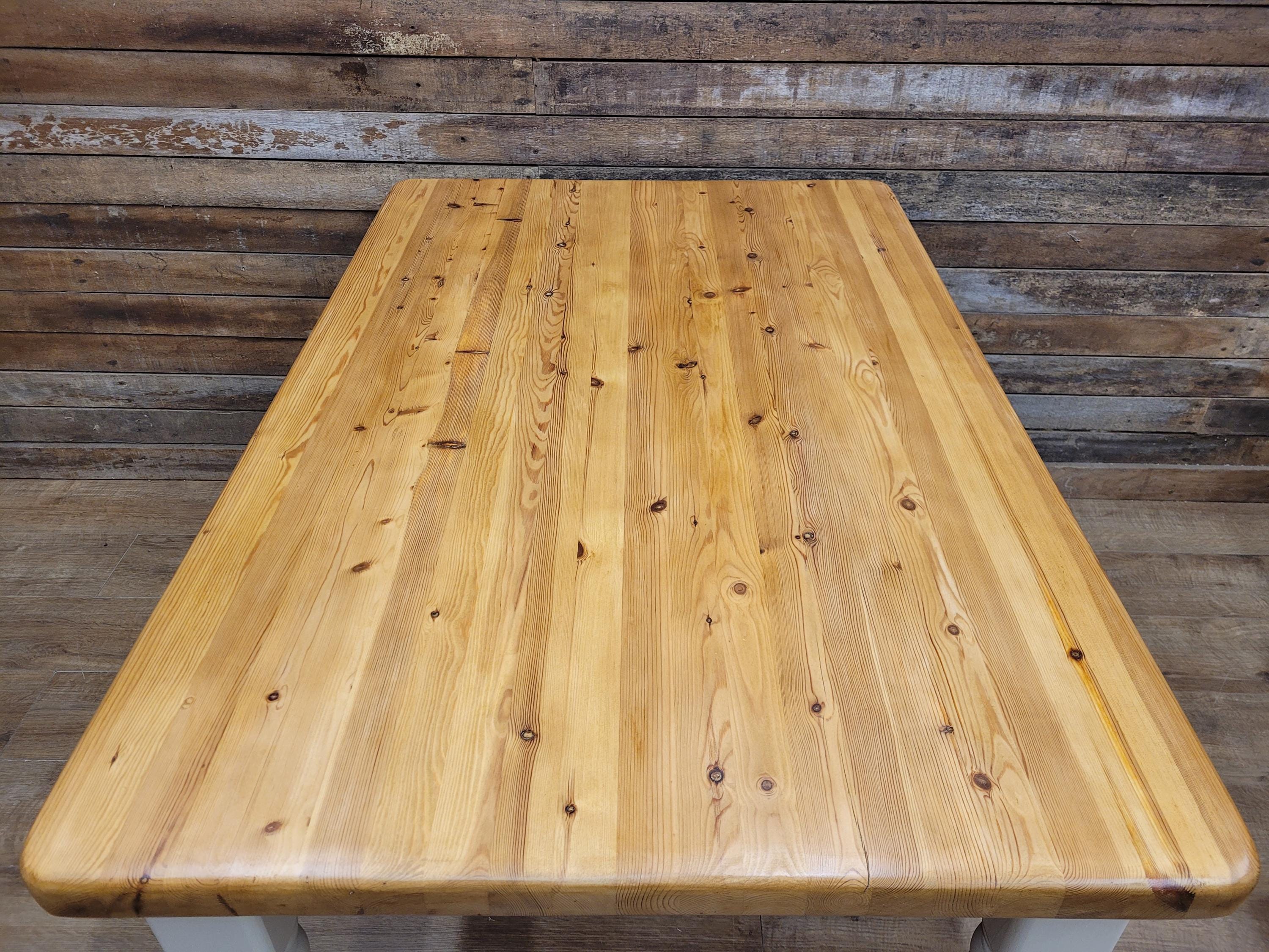 Painted Pine Farmhouse Dining Table Waxed Top Turned Removable Legs